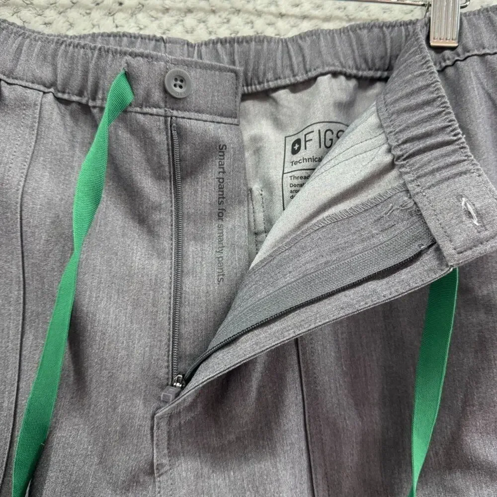 FIGS Pants Men L Gray Cairo Cargo Scrub Elastic Waist Technical Collection New
